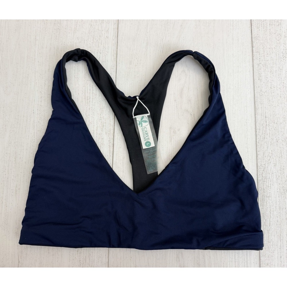 NWOT Carve Designs Racerback Caged Bikini Top Sz L Blue